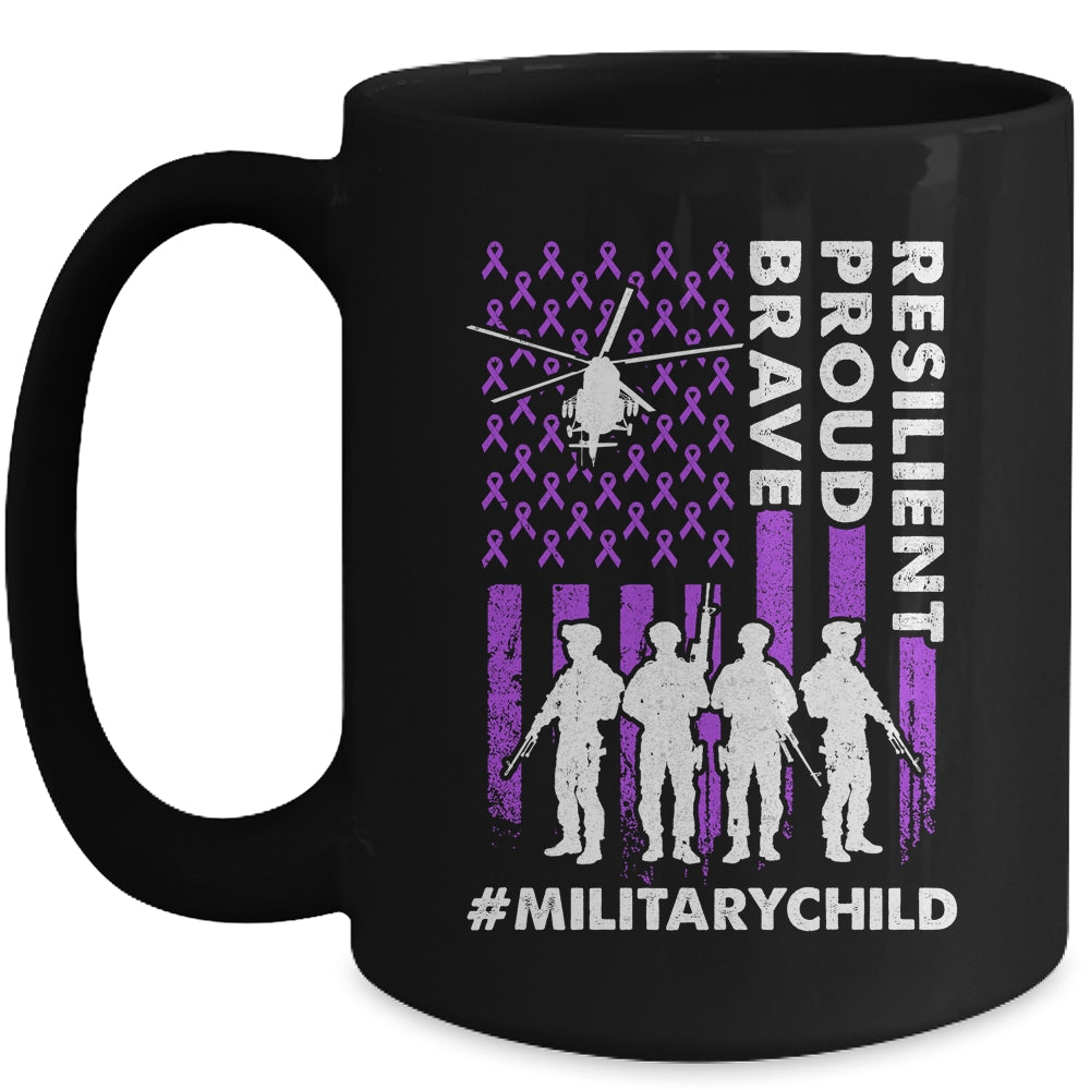 Military Kids Adult Purple US Flag Month Military Child Mug | siriusteestore