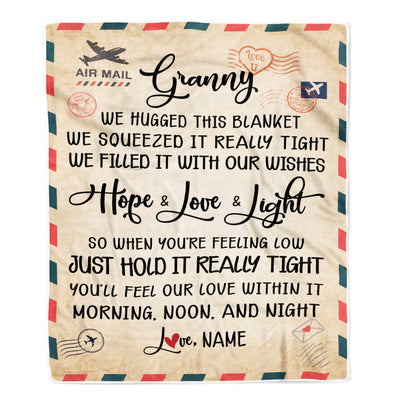 Personalized Granny Blanket From Grandkids We Hugged This Blanket Mail Letter Granny Birthday Mothers Day Christmas Customized Fleece Blanket