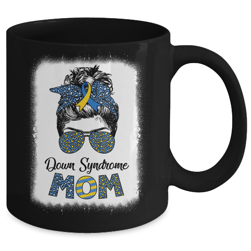 Mom Down Syndrome Awareness Mom Messy Bun Hair Mug | siriusteestore