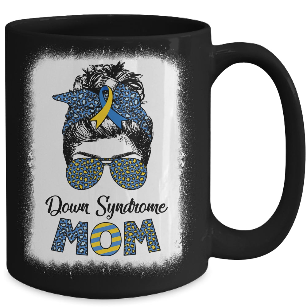Mom Down Syndrome Awareness Mom Messy Bun Hair Mug | siriusteestore