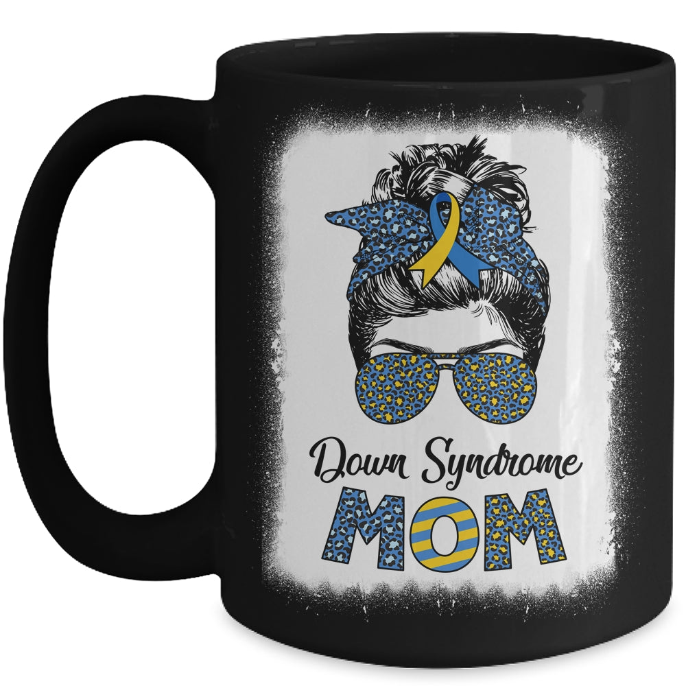 Mom Down Syndrome Awareness Mom Messy Bun Hair Mug | siriusteestore