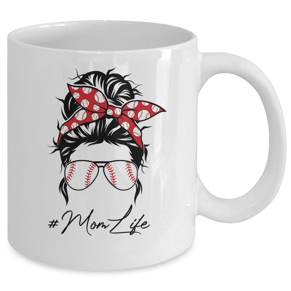 Mom Life Baseball Softball Women Mothers Day Messy Bun Mug | siriusteestore