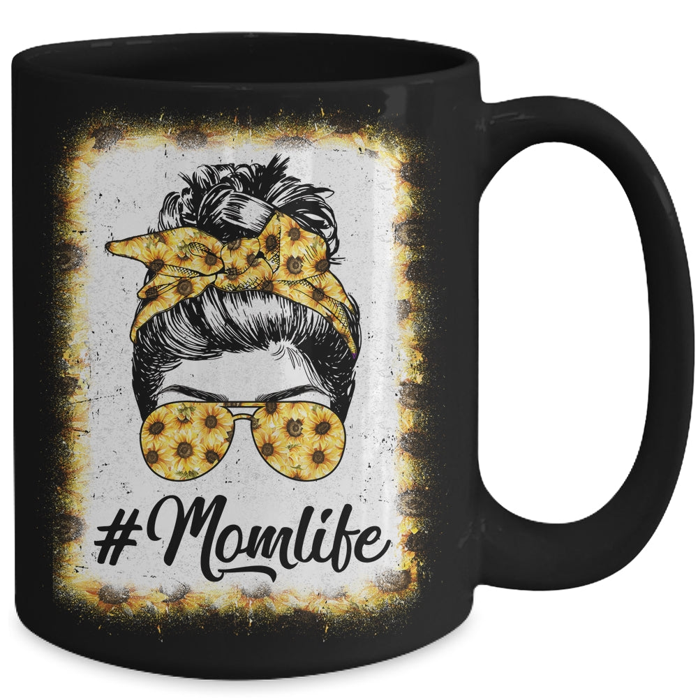 Mom Life Bleached Mom Life Sunflower Messy Bun Mug | siriusteestore