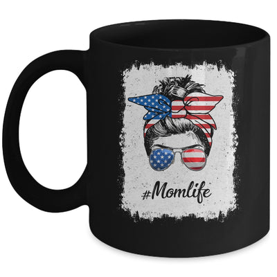 Mom Life Messy Bun America Flag Mothers Day 4th Of July Mug | siriusteestore