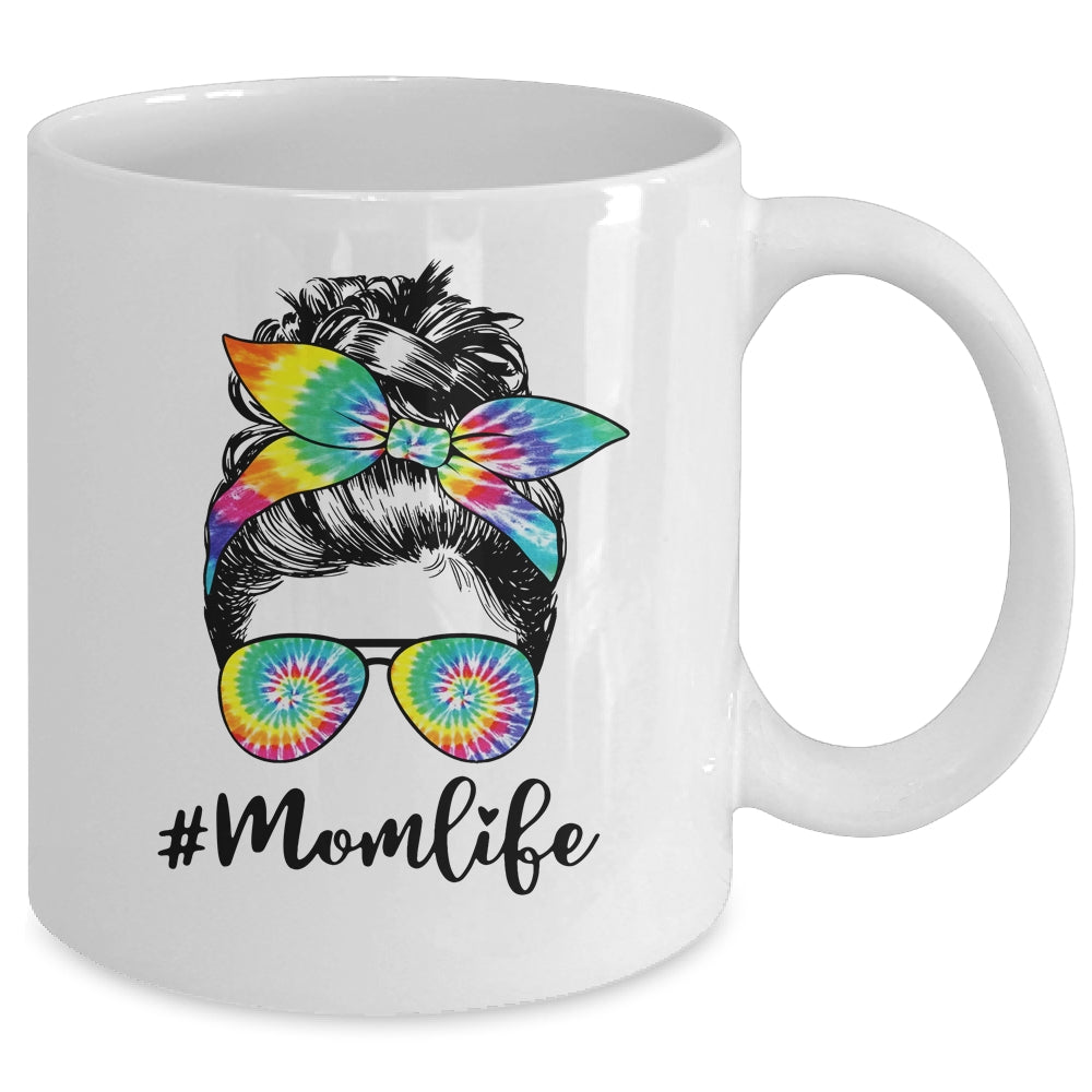 Mom Life Messy Hair Bun Tie Dye Women Mother's Day Funny Mug | siriusteestore