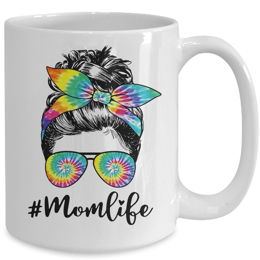 Mom Life Messy Hair Bun Tie Dye Women Mother's Day Funny Mug | siriusteestore