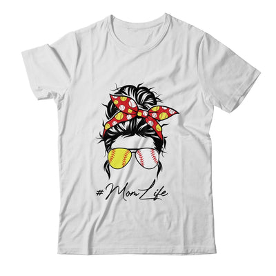 Mom Life Softball Baseball Women Mothers Day Messy Bun Funny Shirt & Tank Top | siriusteestore
