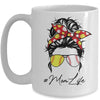 Mom Life Softball Baseball Women Mothers Day Messy Bun Funny Mug | siriusteestore