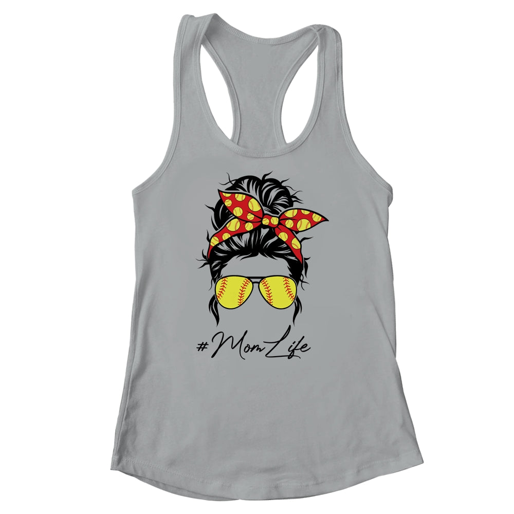Mom Life Softball Baseball Women Mothers Day Messy Bun Shirt & Tank Top | siriusteestore
