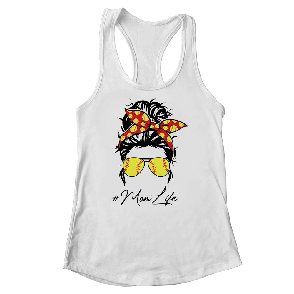 Mom Life Softball Baseball Women Mothers Day Messy Bun Shirt & Tank Top | siriusteestore