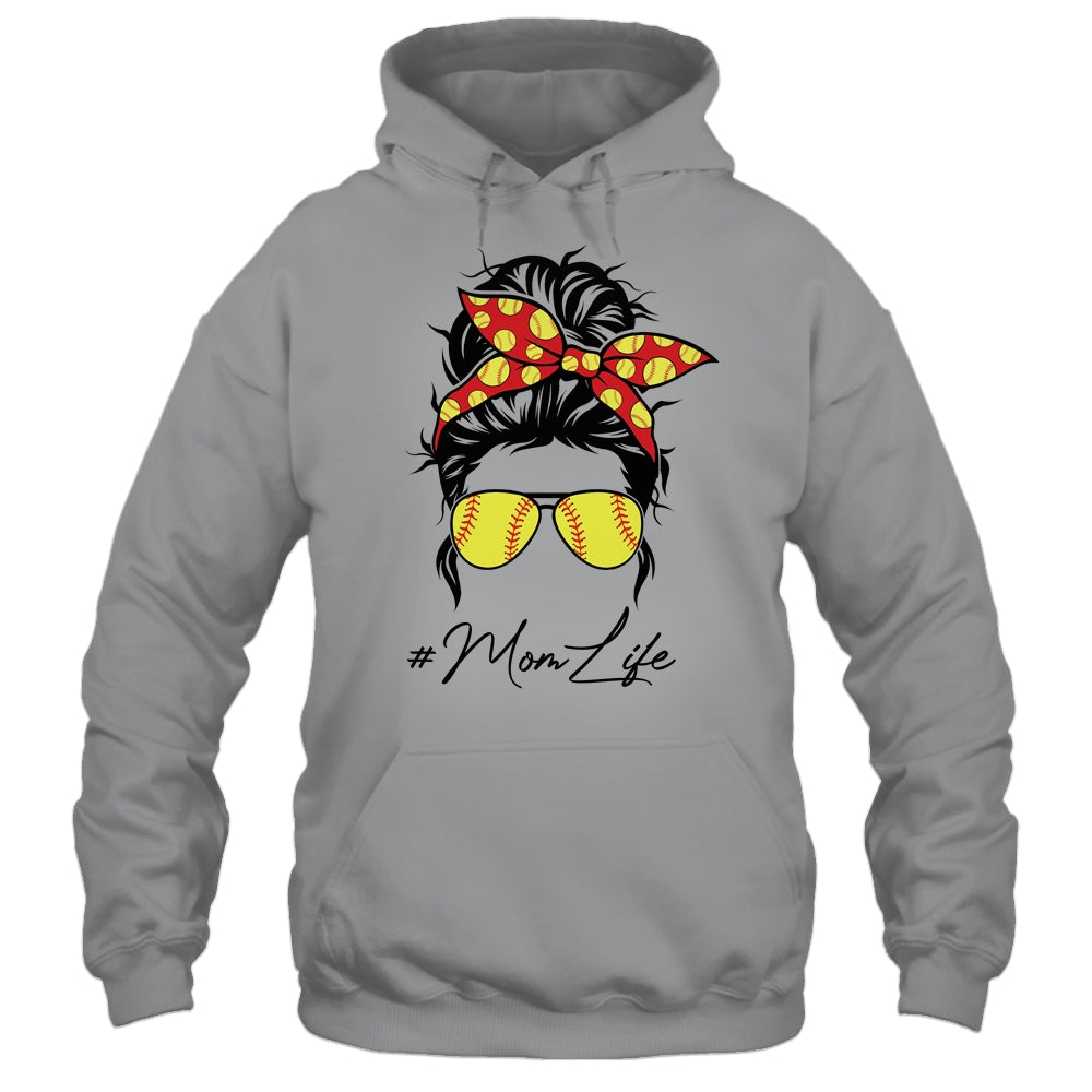 Mom Life Softball Baseball Women Mothers Day Messy Bun Shirt & Tank Top | siriusteestore