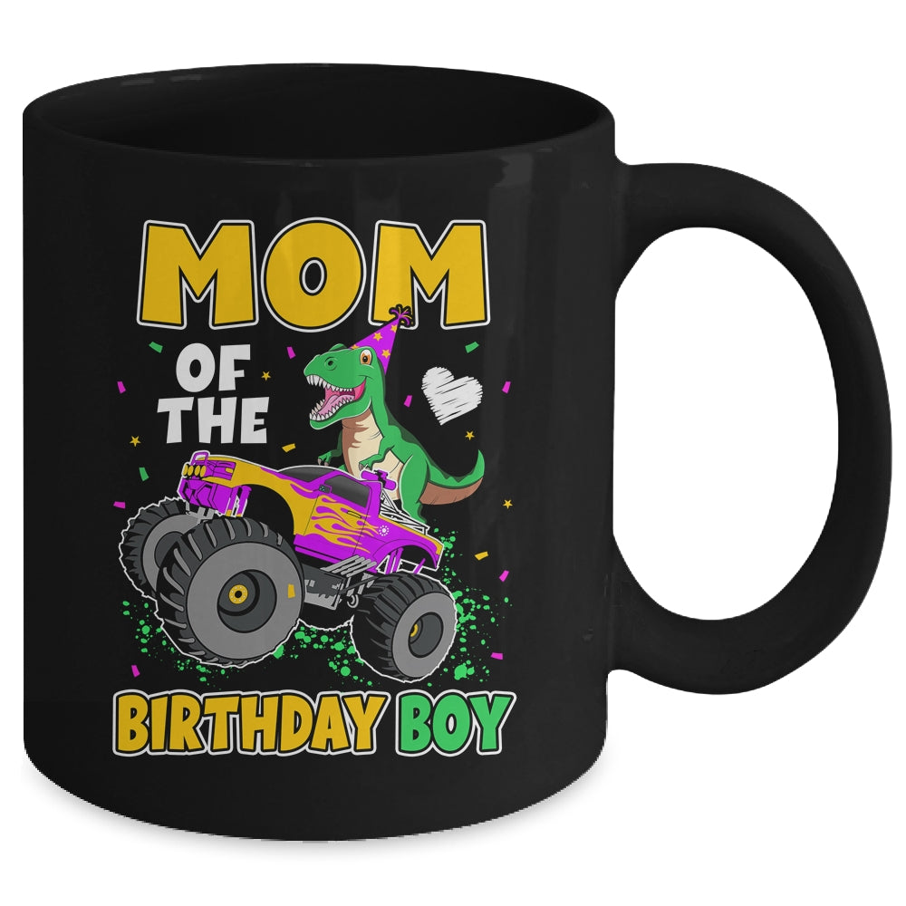Mom Of The Birthday Boy Dinosaur Monster Truck Birthday Mug | siriusteestore