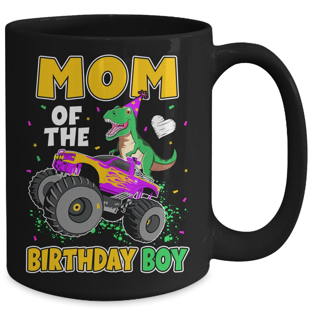 Mom Of The Birthday Boy Dinosaur Monster Truck Birthday Mug | siriusteestore