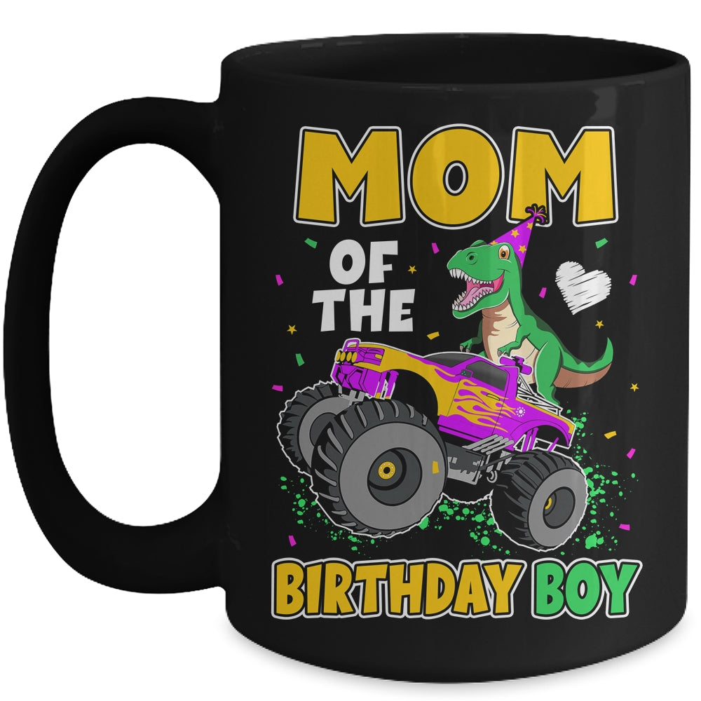 Mom Of The Birthday Boy Dinosaur Monster Truck Birthday Mug | siriusteestore
