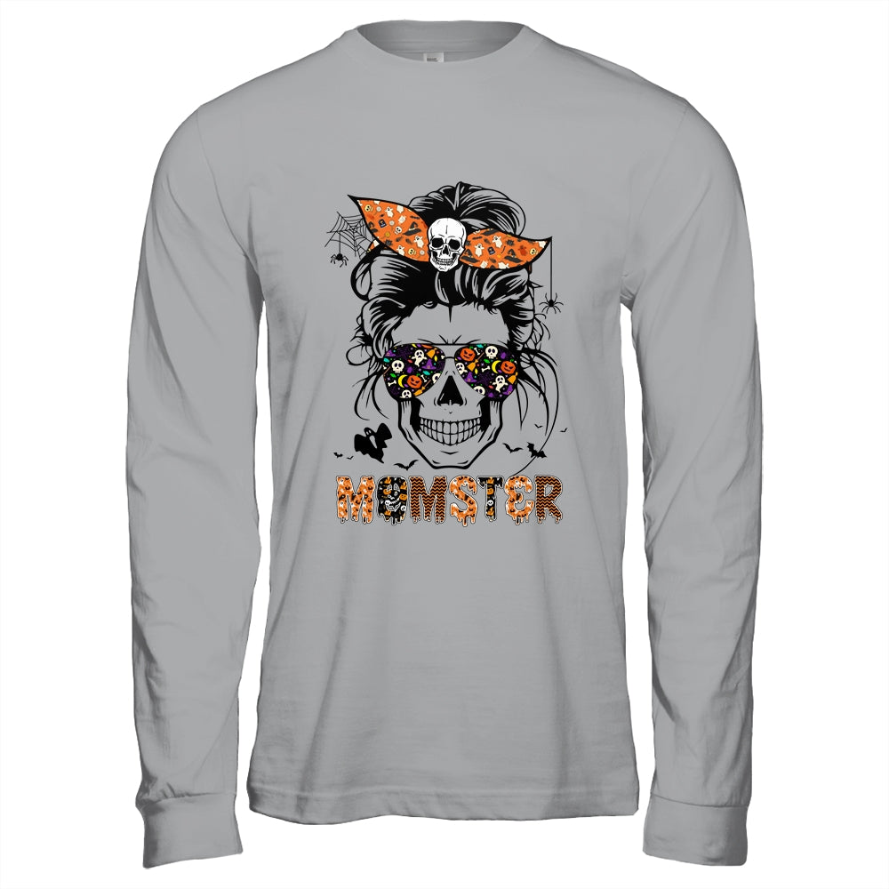 Momster Halloween Costume Skull Mom Messy Hair Bun Monster Shirt & Hoodie | siriusteestore