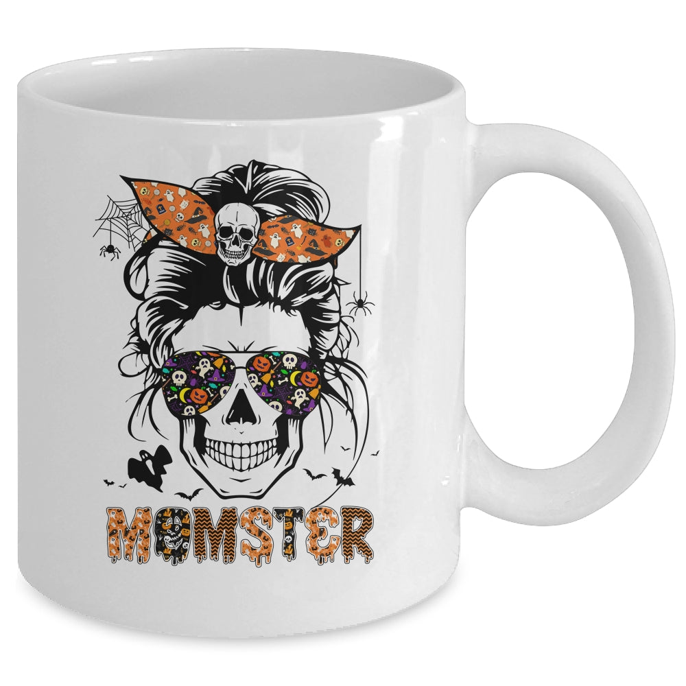Momster Halloween Costume Skull Mom Messy Hair Bun Monster Mug | siriusteestore