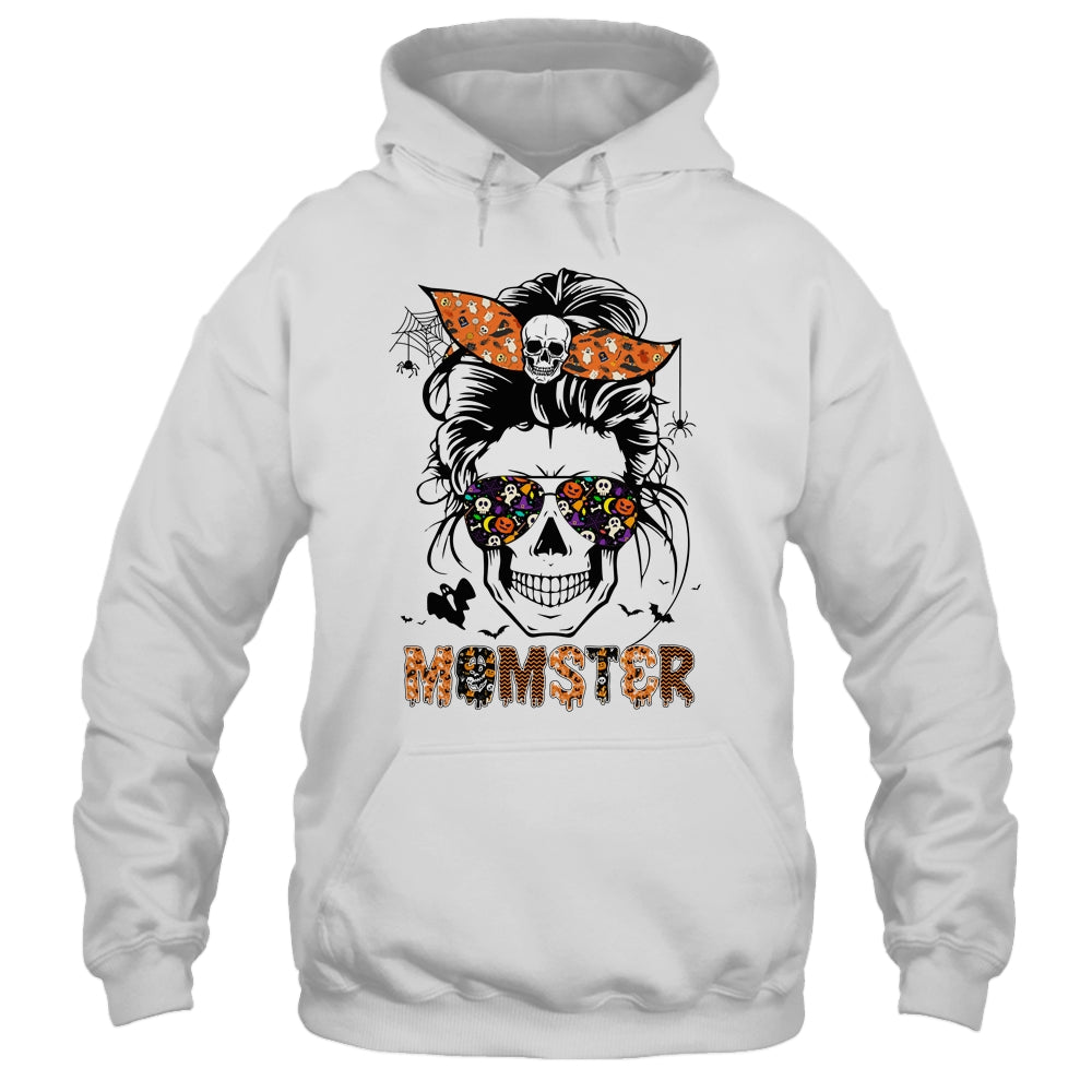 Momster Halloween Costume Skull Mom Messy Hair Bun Monster Shirt & Hoodie | siriusteestore