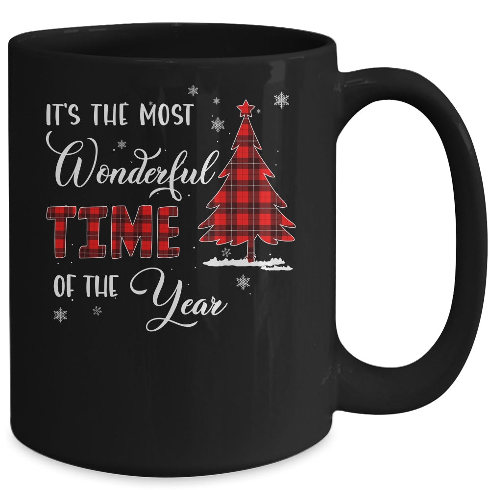 Most Wonderful Time Of The Year Buffalo Plaid Christmas Tree Mug | siriusteestore