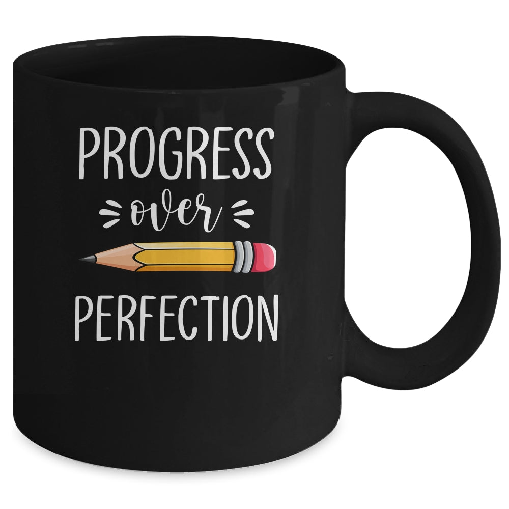 Motivational Progress Over Perfection Back to School Teacher Mug | siriusteestore
