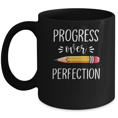 Motivational Progress Over Perfection Back to School Teacher Mug | siriusteestore