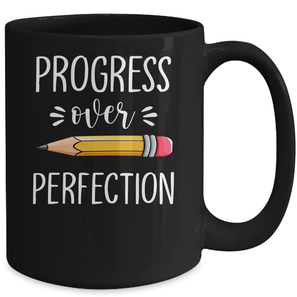 Motivational Progress Over Perfection Back to School Teacher Mug | siriusteestore