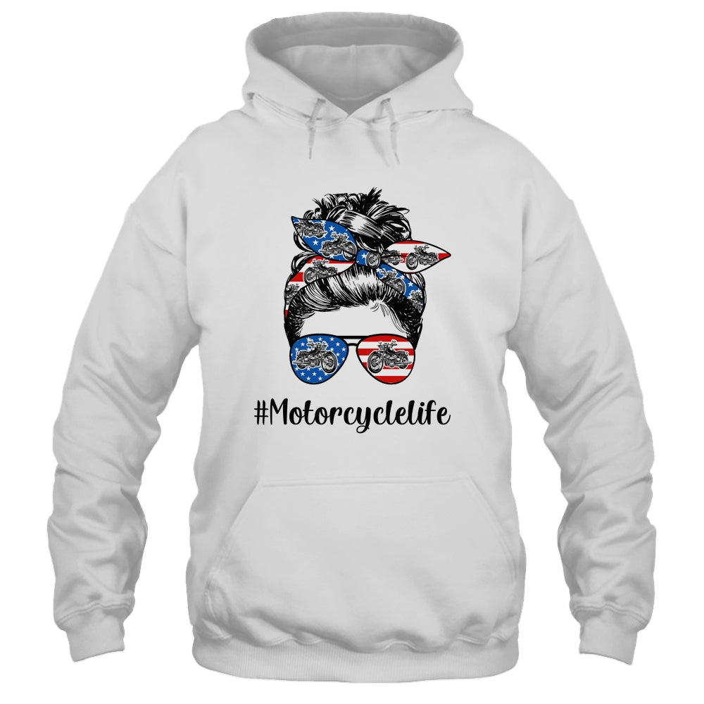 Motorcycle Life Messy Bun Hair Funny Mothers Day Women Biker Shirt & Tank Top | siriusteestore