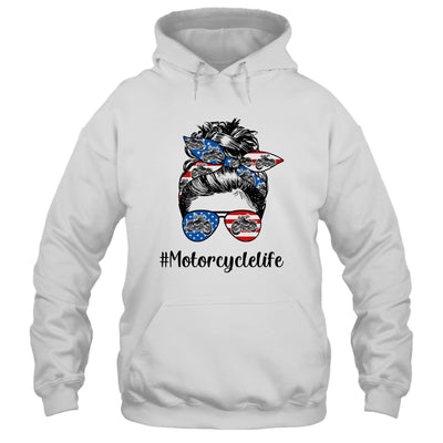 Motorcycle Life Messy Bun Hair Funny Mothers Day Women Biker Shirt & Tank Top | siriusteestore