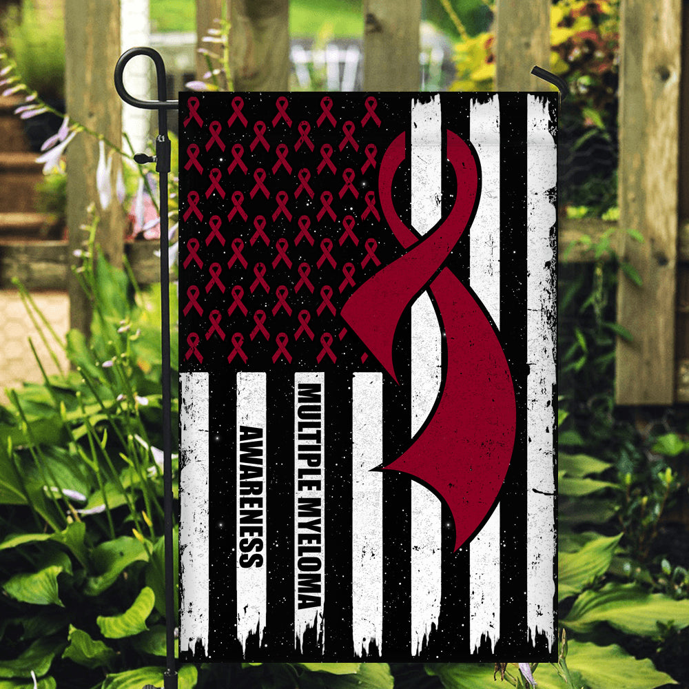 Multiple Myeloma Awareness America Flag Burgundy Ribbon | siriusteestore