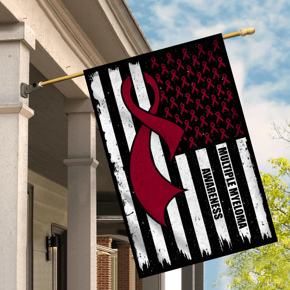 Multiple Myeloma Awareness America Flag Burgundy Ribbon | siriusteestore