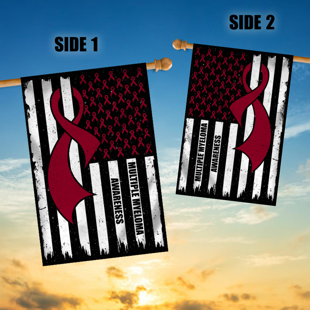 Multiple Myeloma Awareness America Flag Burgundy Ribbon | siriusteestore