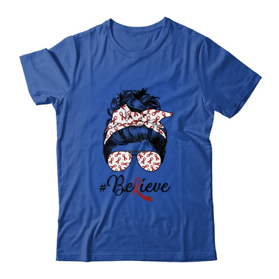 Multiple Myeloma Awareness Messy Bun Warrior Believe Shirt & Tank Top | siriusteestore