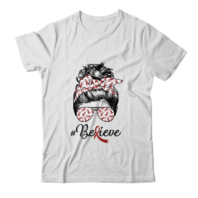 Multiple Myeloma Awareness Messy Bun Warrior Believe Shirt & Tank Top | siriusteestore