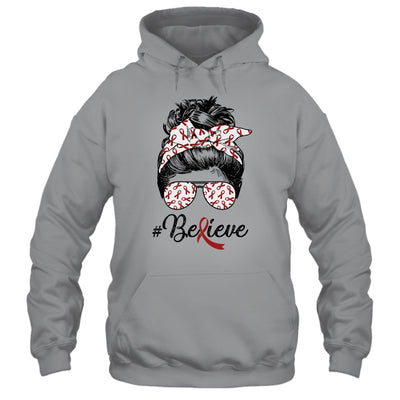 Multiple Myeloma Awareness Messy Bun Warrior Believe Shirt & Tank Top | siriusteestore
