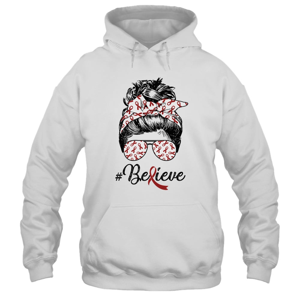 Multiple Myeloma Awareness Messy Bun Warrior Believe Shirt & Tank Top | siriusteestore