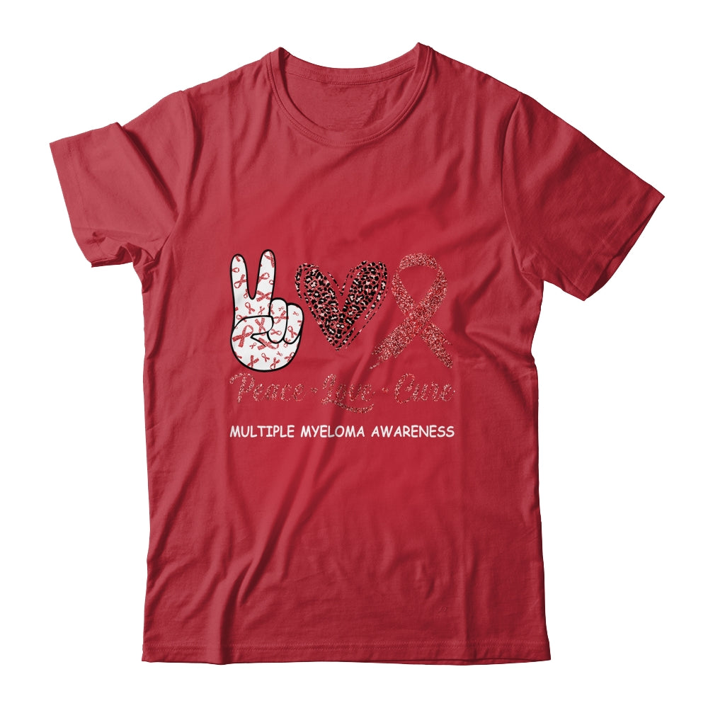 Multiple Myeloma Awareness Peace Love Cure Leopard Shirt & Hoodie | siriusteestore