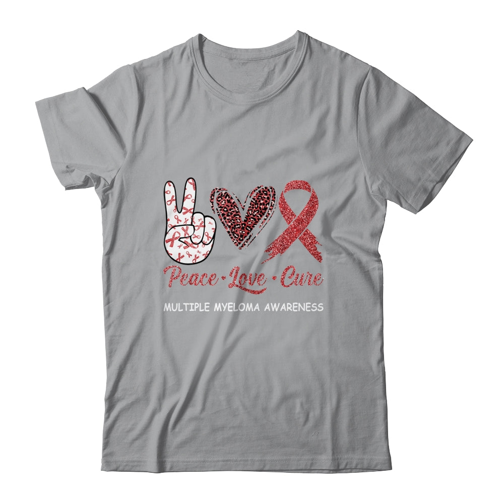 Multiple Myeloma Awareness Peace Love Cure Leopard Shirt & Hoodie | siriusteestore