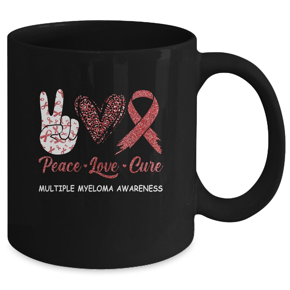 Multiple Myeloma Awareness Peace Love Cure Leopard Mug | siriusteestore
