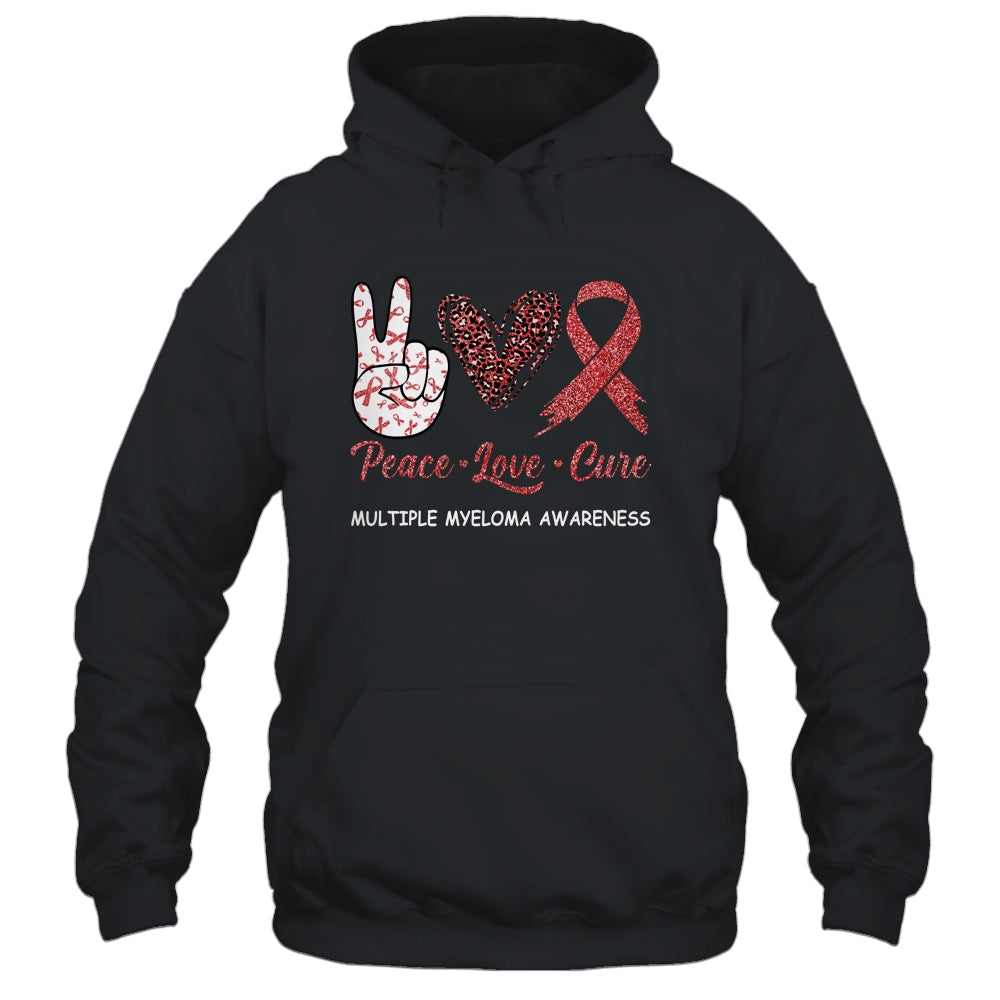 Multiple Myeloma Awareness Peace Love Cure Leopard Shirt & Hoodie | siriusteestore