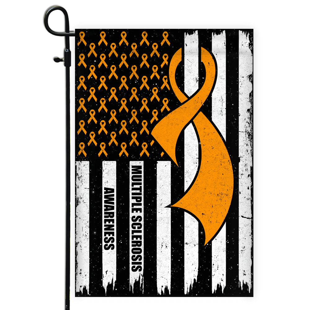 Multiple Sclerosis Awareness America Flag Orange Ribbon | siriusteestore