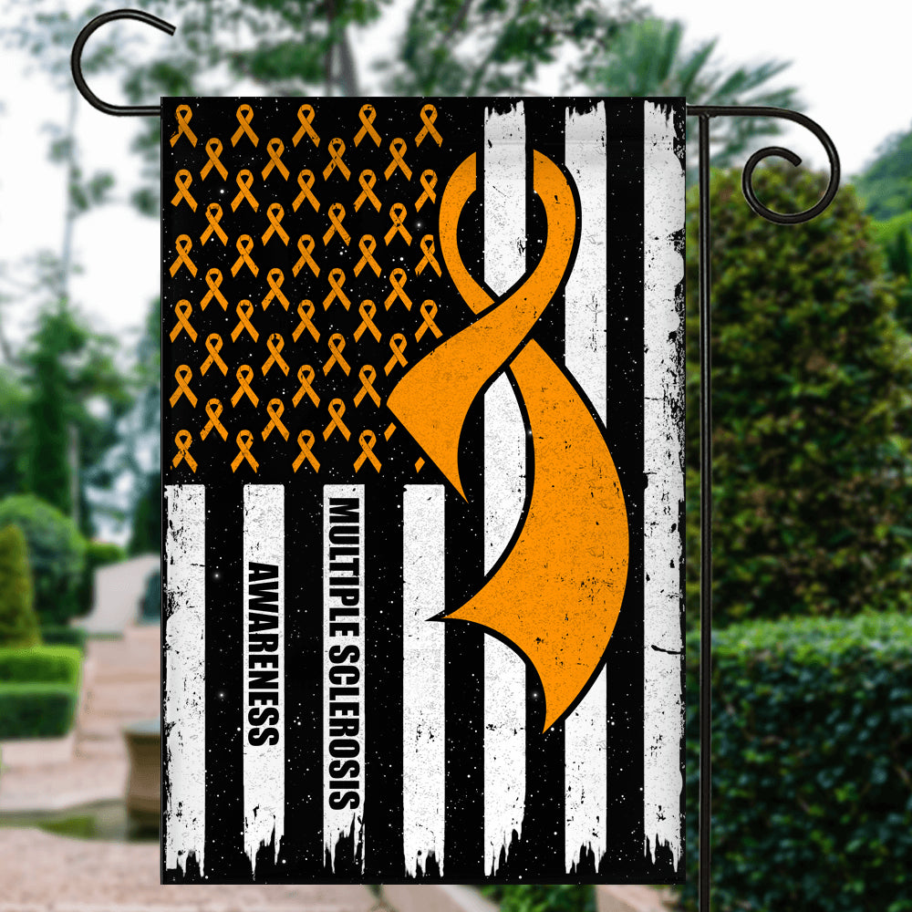 Multiple Sclerosis Awareness America Flag Orange Ribbon | siriusteestore