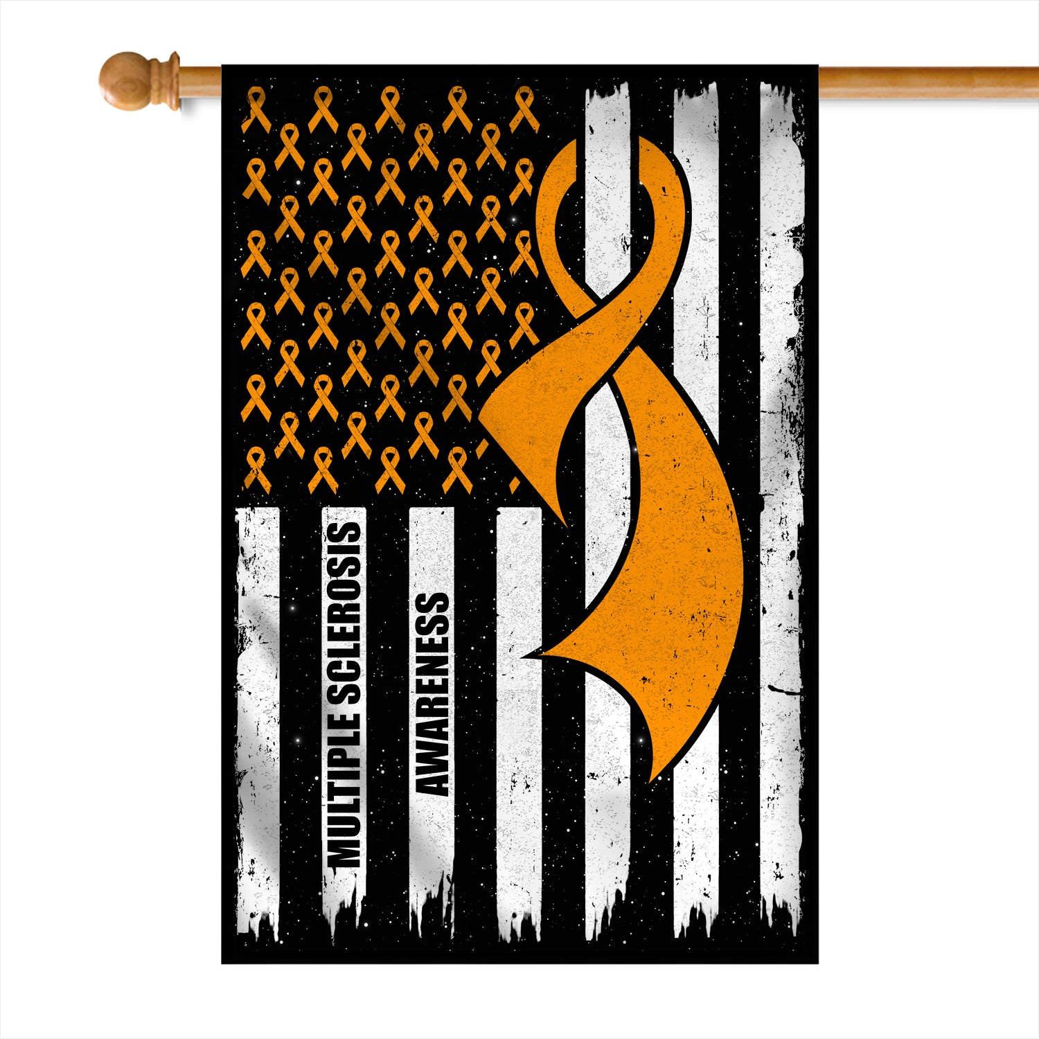 Multiple Sclerosis Awareness America Flag Orange Ribbon | siriusteestore