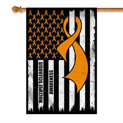Multiple Sclerosis Awareness America Flag Orange Ribbon | siriusteestore