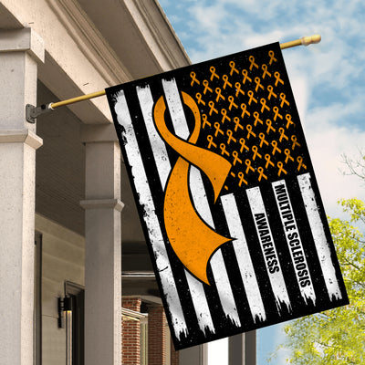 Multiple Sclerosis Awareness America Flag Orange Ribbon | siriusteestore