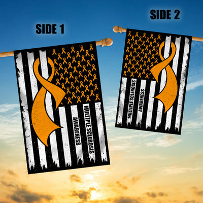 Multiple Sclerosis Awareness America Flag Orange Ribbon | siriusteestore