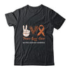 Multiple Sclerosis Awareness Peace Love Cure Leopard Shirt & Hoodie | siriusteestore
