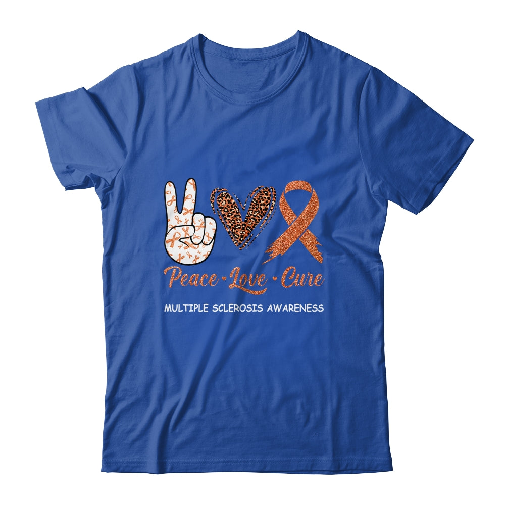 Multiple Sclerosis Awareness Peace Love Cure Leopard Shirt & Hoodie | siriusteestore