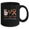 Multiple Sclerosis Awareness Peace Love Cure Leopard Mug | siriusteestore