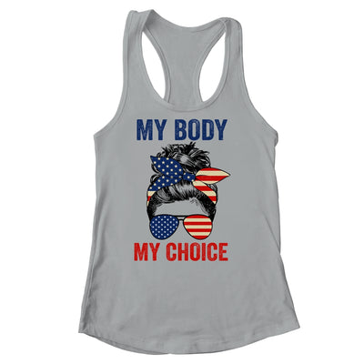 My Body My Choice Pro Choice Messy Bun US Flag 4th Of July Shirt & Tank Top | siriusteestore