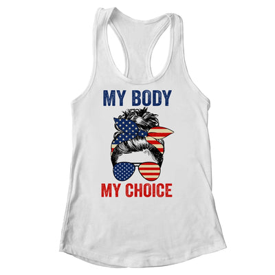 My Body My Choice Pro Choice Messy Bun US Flag 4th Of July Shirt & Tank Top | siriusteestore