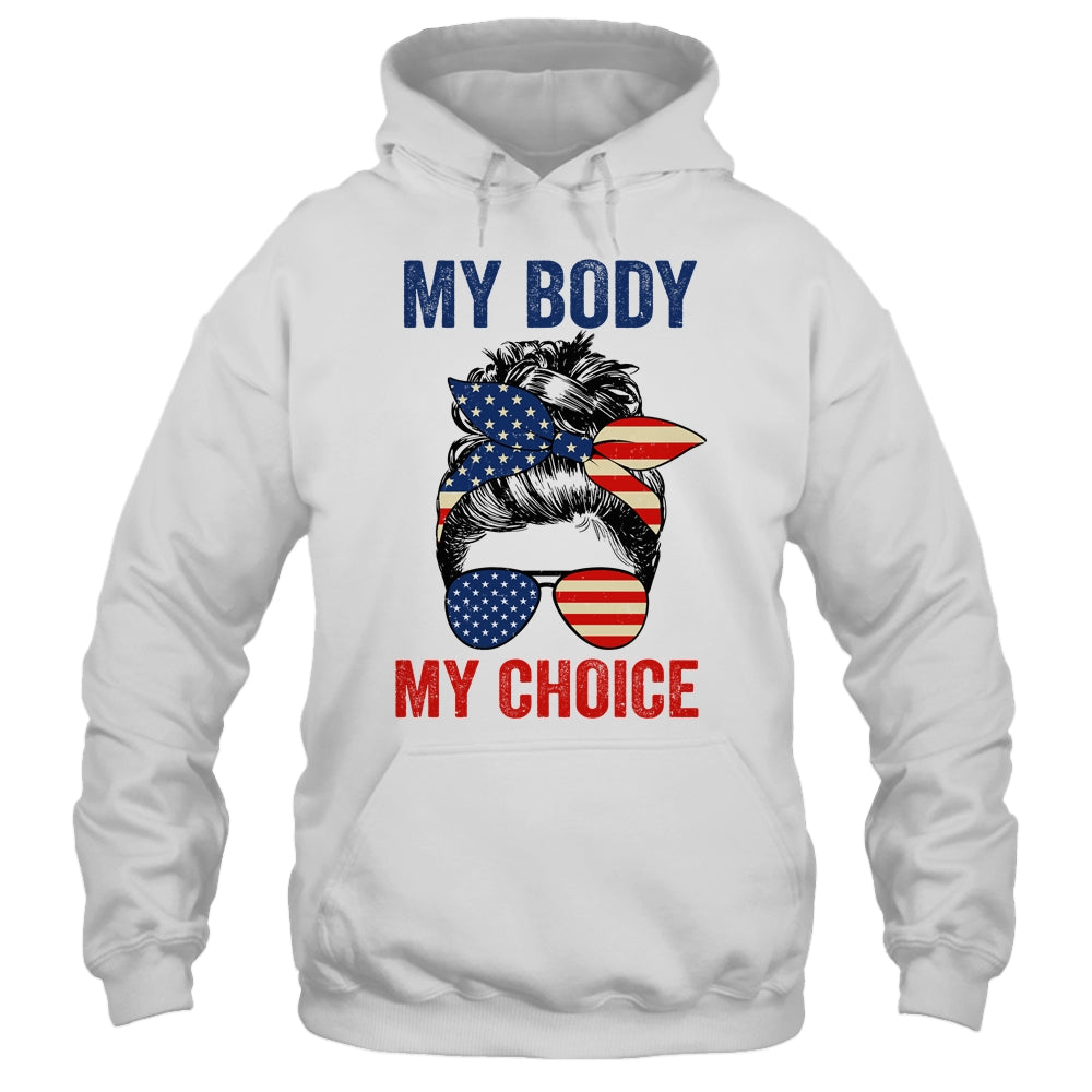 My Body My Choice Pro Choice Messy Bun US Flag 4th Of July Shirt & Tank Top | siriusteestore